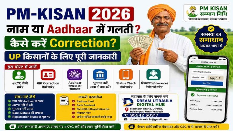 PM-KISAN में नाम या Aadhaar की गलती कैसे सुधारें? UP किसानों के लिए पूरी जानकारी